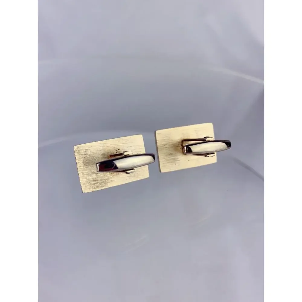 Dichroic Art Glass Nugget Gold Tone Cufflinks Molded Foster Iridescent Vintage